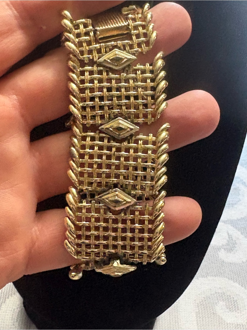Coro Pegasus Gold-Tone Wide Woven Mesh Bracelet